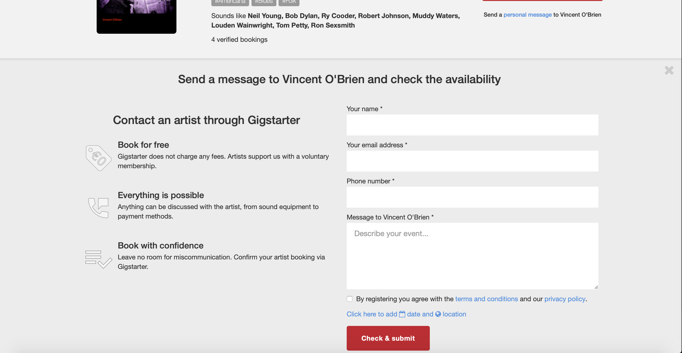 How do I get in contact with potential bookers? Gigstarter