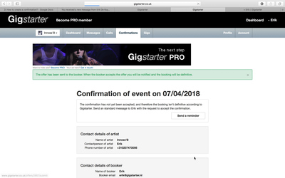 The benefits of the confirmation on Gigstarter